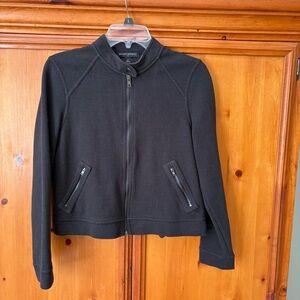 Banana Republic Black Textured Zip-Up Bomber Jacket